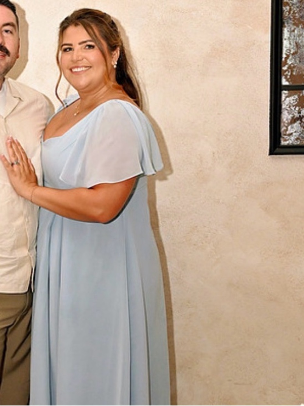 Revelry Light Blue Gray Maxi Dress with Flutter Sleeves